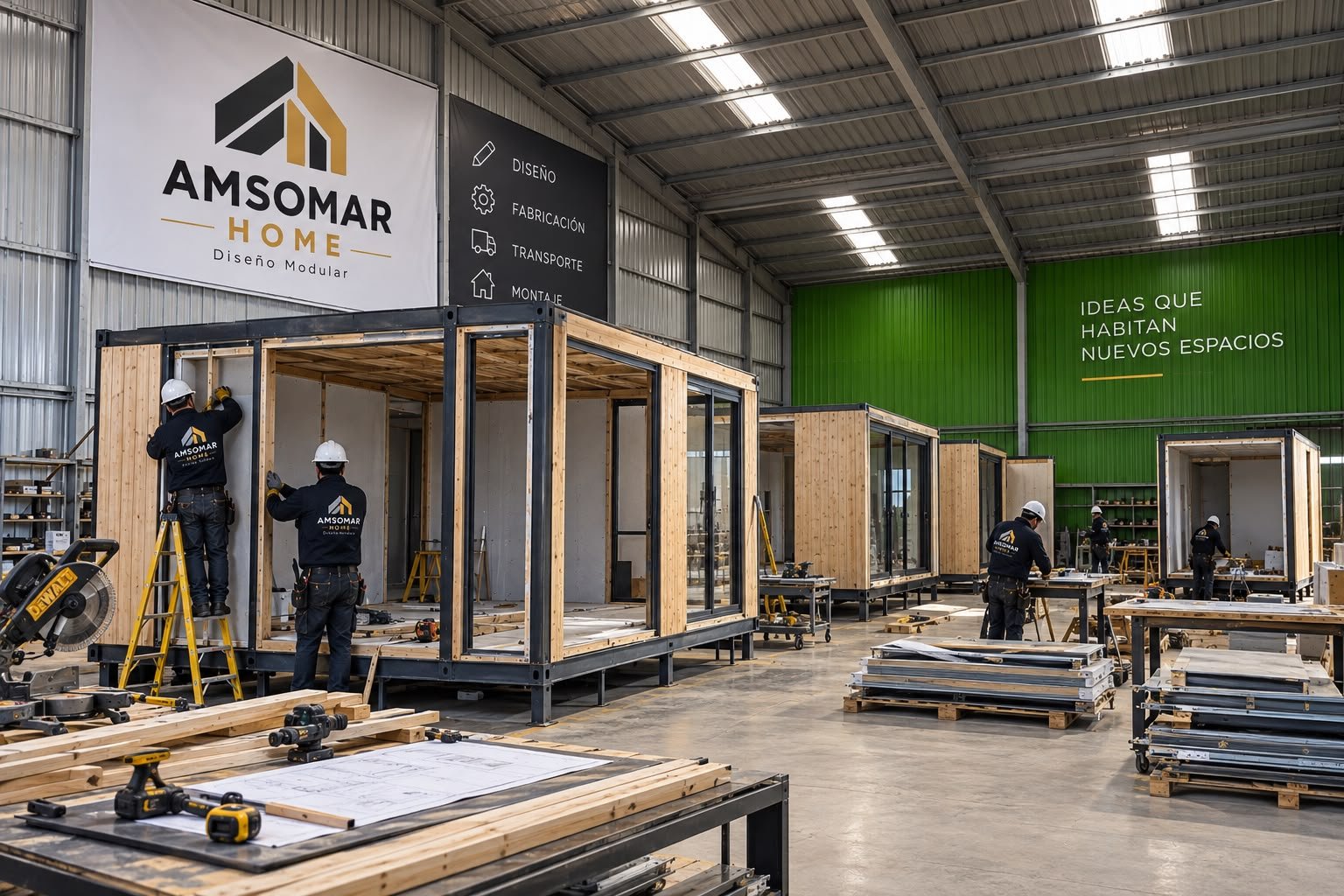 Vista referencial de fabricación modular en taller